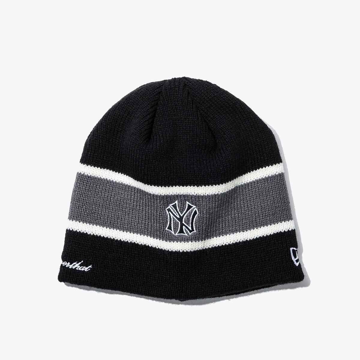 NEW ERA X THISISNEVERTHAT NEW YORK YANKEES STRIPE BLACK BEANIE
