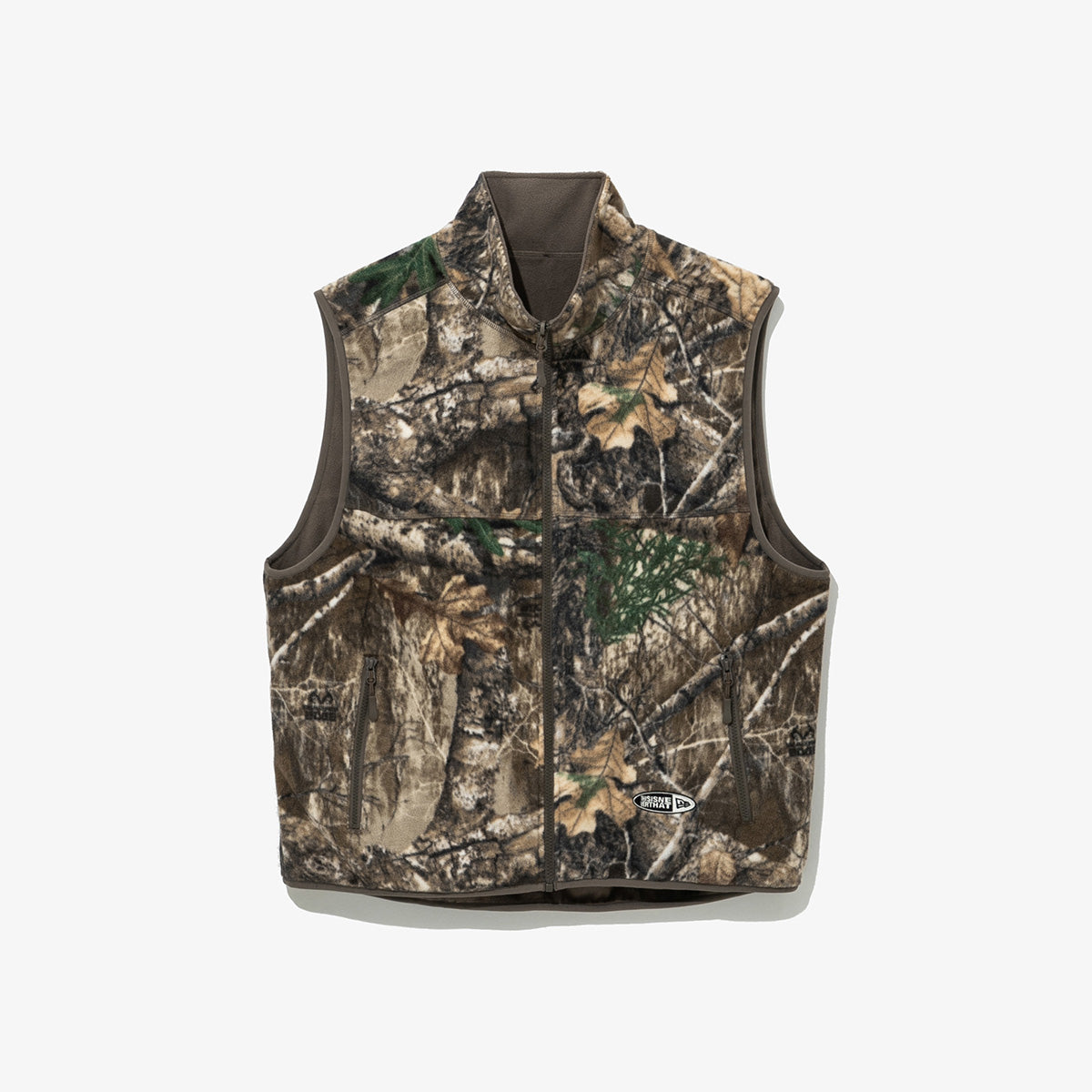 NEW ERA X THISISNEVERTHAT REAL TREE KHAKI BROWN REVERSIBLE FLEECE VEST