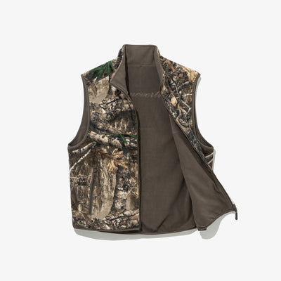 NEW ERA X THISISNEVERTHAT REAL TREE KHAKI BROWN REVERSIBLE FLEECE VEST