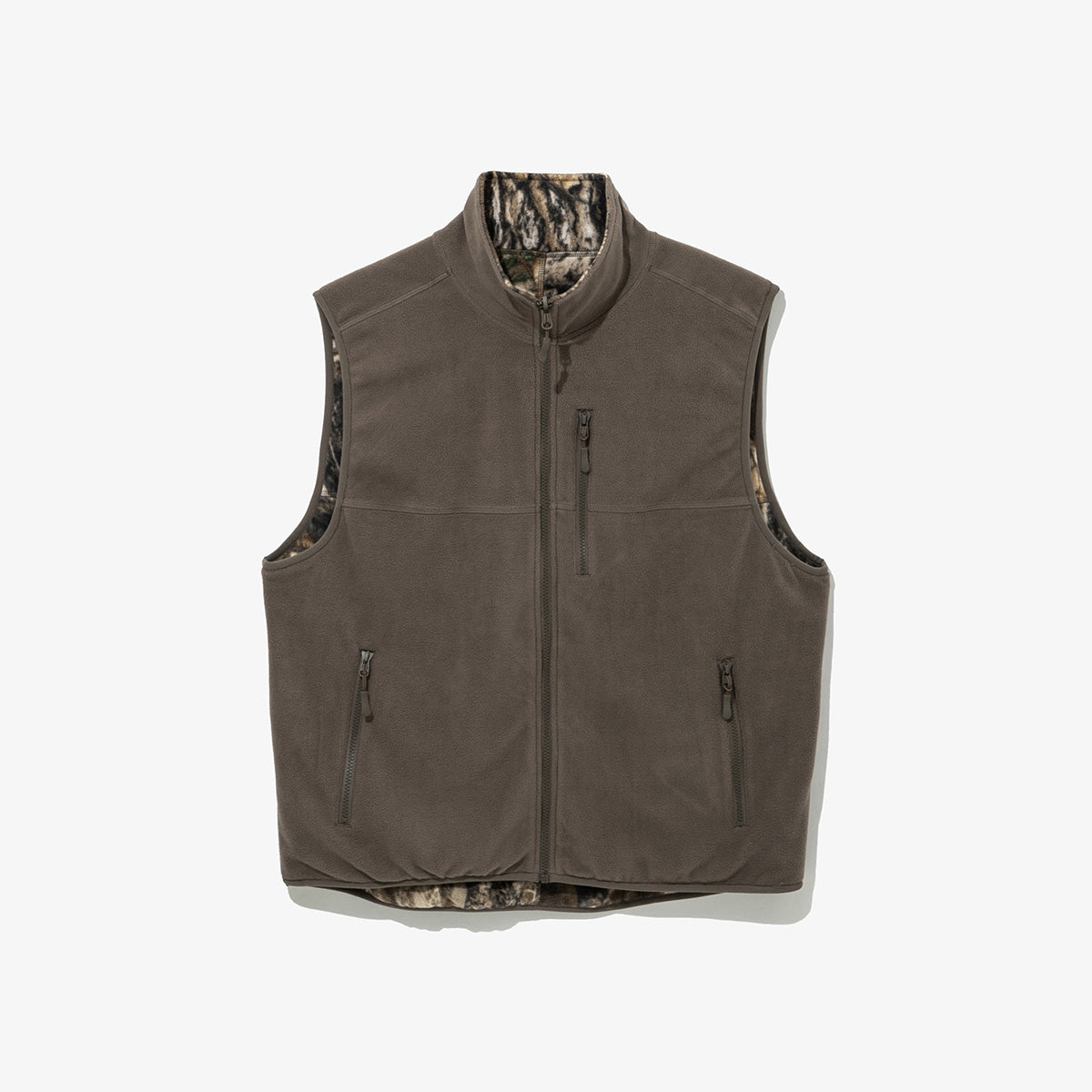 NEW ERA X THISISNEVERTHAT REAL TREE KHAKI BROWN REVERSIBLE FLEECE VEST