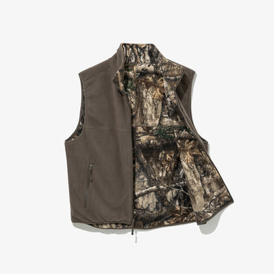 NEW ERA X THISISNEVERTHAT REAL TREE KHAKI BROWN REVERSIBLE FLEECE VEST