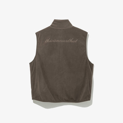 NEW ERA X THISISNEVERTHAT REAL TREE KHAKI BROWN REVERSIBLE FLEECE VEST