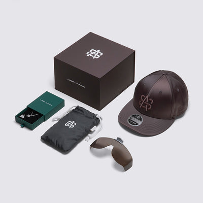 NEW ERA X A. SOCIETY EXCLUSIVE BROWN 9FIFTY LOW PROFILE CAP AND SUNGLASS LENS BOX SET