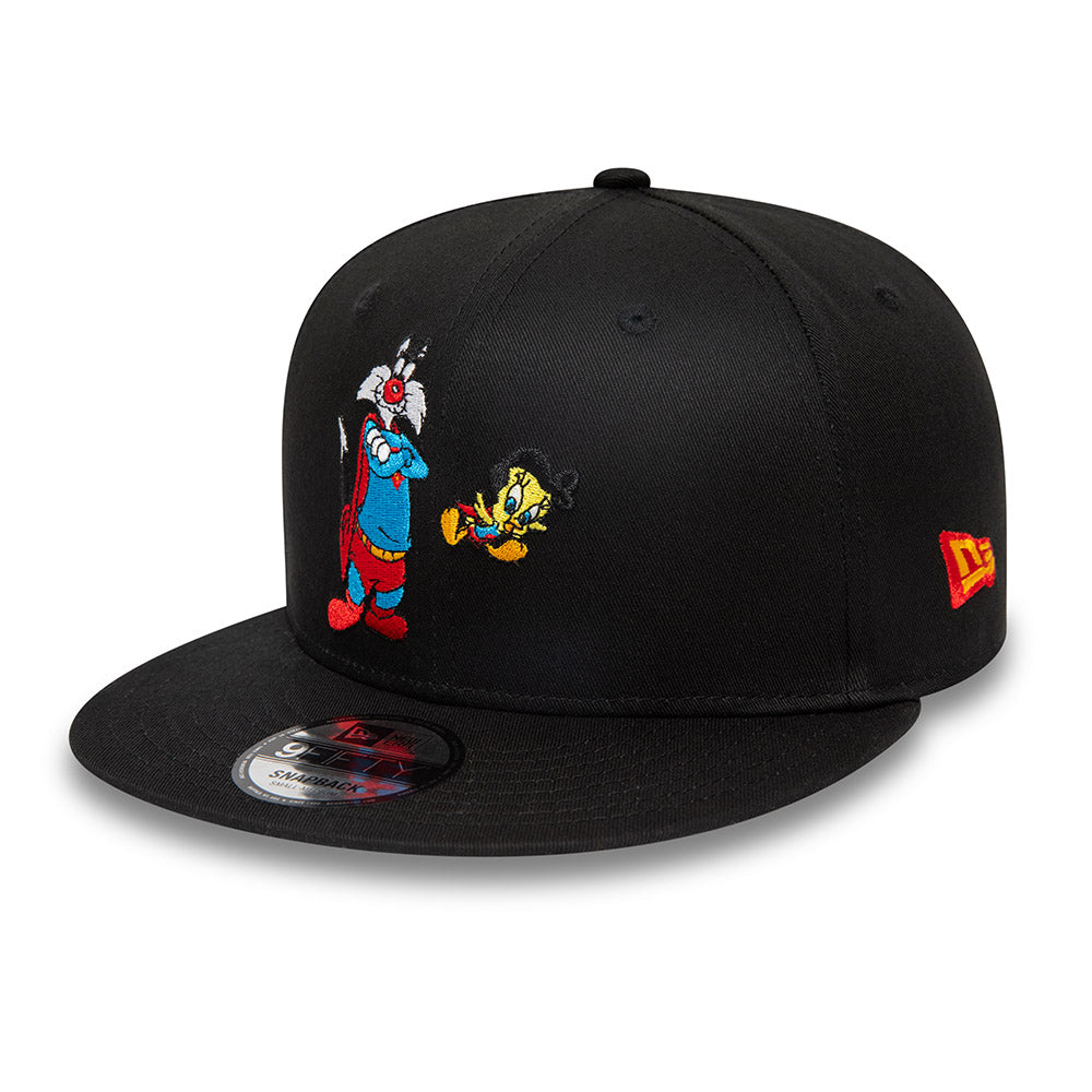 LOONEY TUNES X SUPERHERO WARNER BROTHERS 100TH SYLVESTER AND TWEETY MASHUP BLACK 9FIFTY SNAPBACK CAP