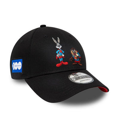 LOONEY TUNES X SUPERHERO WARNER BROTHERS 100TH BUGS AND TAZ MASHUP BLACK 9FORTY ADJUSTABLE CAP