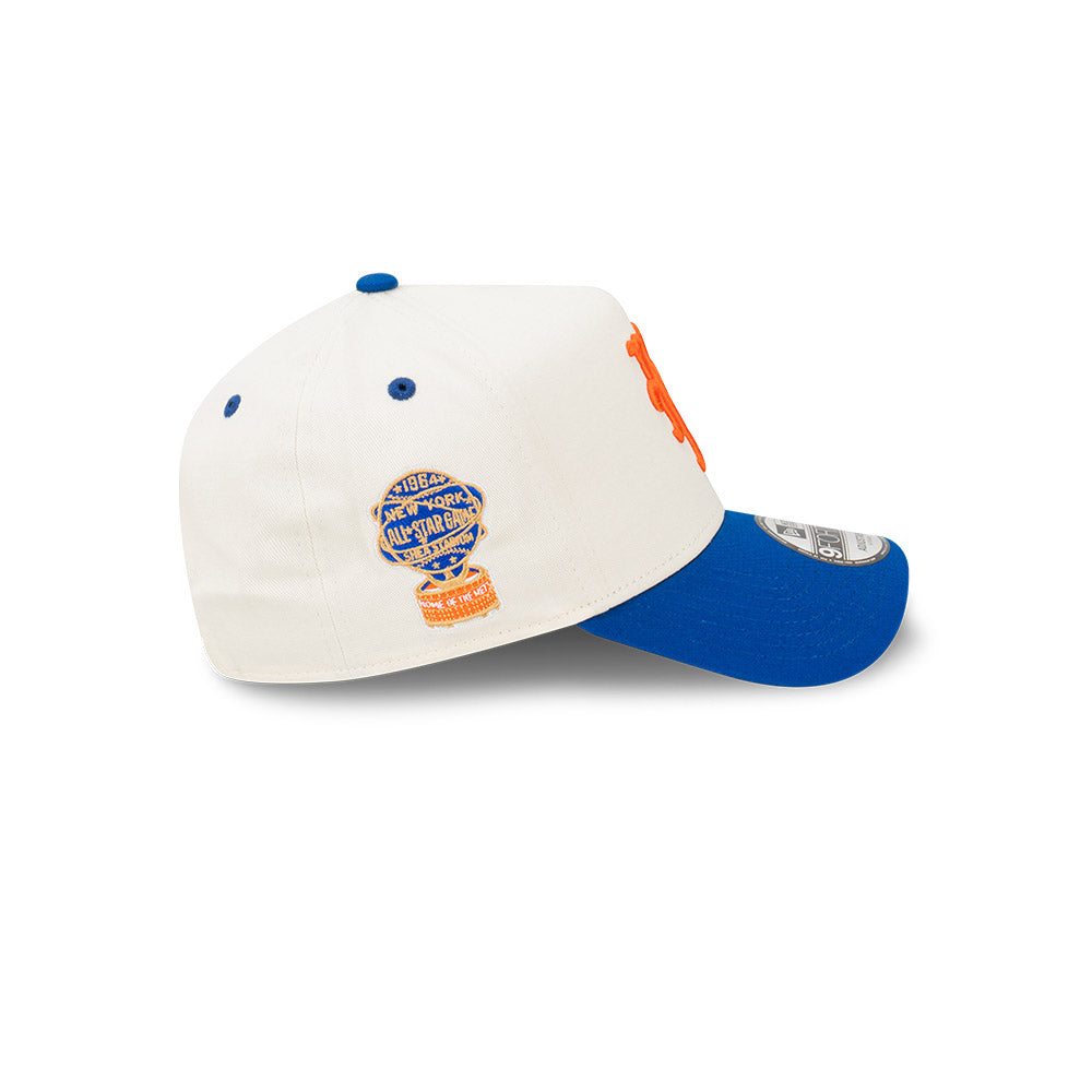 NEW YORK METS ASG VINTAGE WHITE CHROME 2TONE BLUE VISOR 9FORTY AF CAP