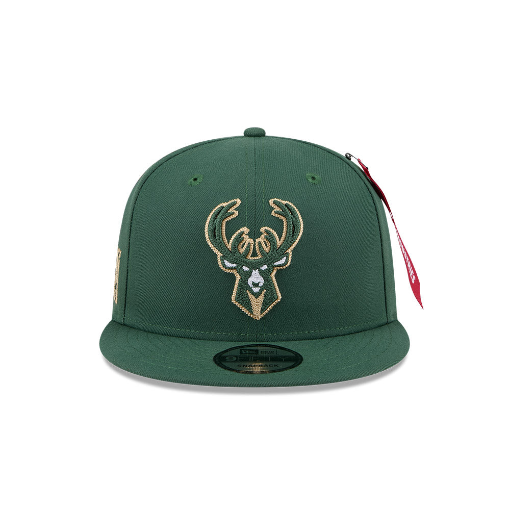 ALPHA INDUSTRIES X MILWAUKEE BUCKS DARK GREEN 9FIFTY CAP