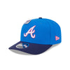 NEW ERA X BIG LEAGUE CHEW ATLANTA BRAVES NAVY VISOR MED BLUE 9SEVENTY STRETCH SNAP CAP