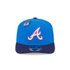 NEW ERA X BIG LEAGUE CHEW ATLANTA BRAVES NAVY VISOR MED BLUE 9SEVENTY STRETCH SNAP CAP