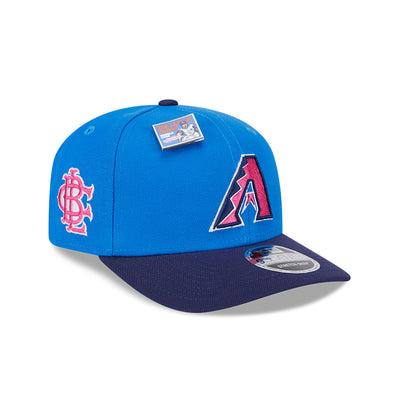 NEW ERA X BIG LEAGUE CHEW ARIZONA DIAMONDBACKS NAVY VISOR MED BLUE 9SEVENTY STRETCH SNAP CAP