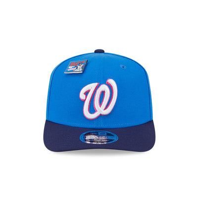 NEW ERA X BIG LEAGUE CHEW WASHINGTON NATIONALS NAVY VISOR MED BLUE 9SEVENTY STRETCH SNAP CAP