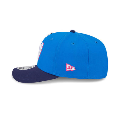 NEW ERA X BIG LEAGUE CHEW WASHINGTON NATIONALS NAVY VISOR MED BLUE 9SEVENTY STRETCH SNAP CAP