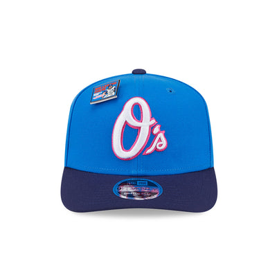 NEW ERA X BIG LEAGUE CHEW BALTIMORE ORIOLES NAVY VISOR MED BLUE 9SEVENTY STRETCH SNAP CAP