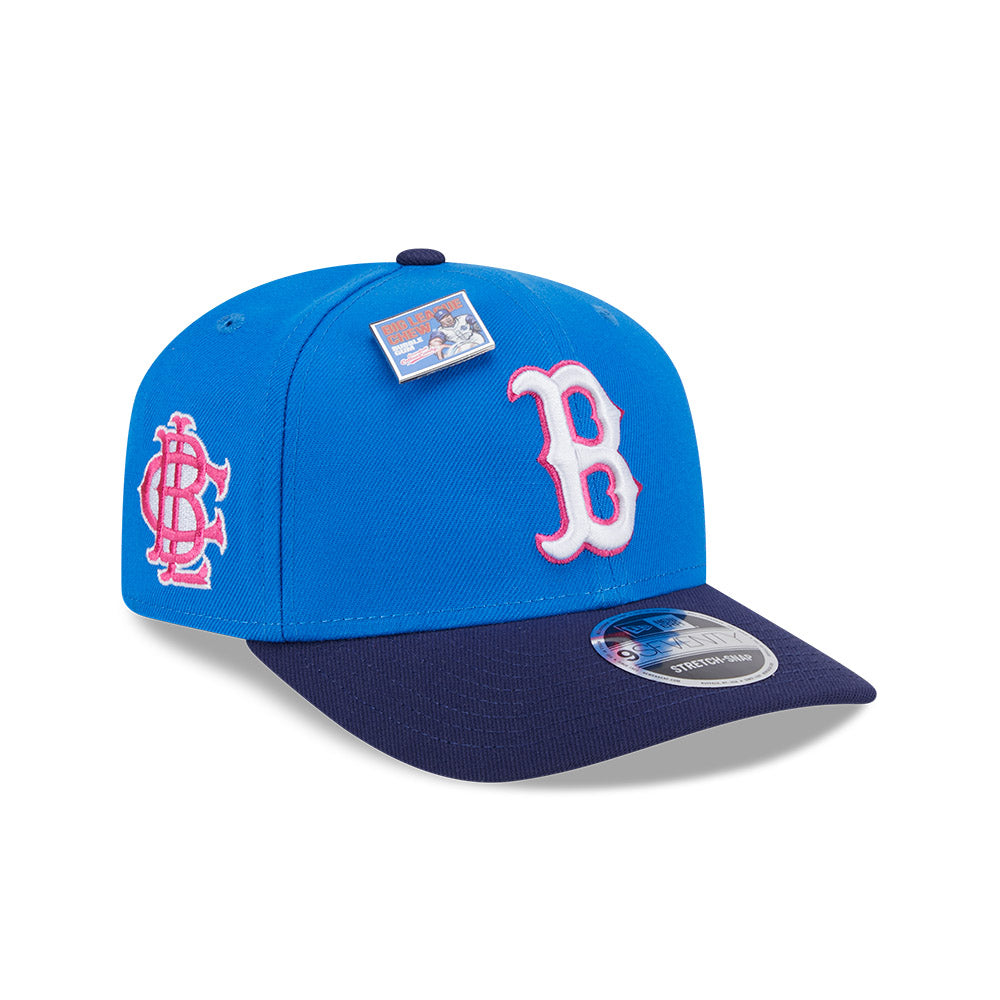 NEW ERA X BIG LEAGUE CHEW BOSTON RED SOX NAVY VISOR MED BLUE 9SEVENTY STRETCH SNAP CAP