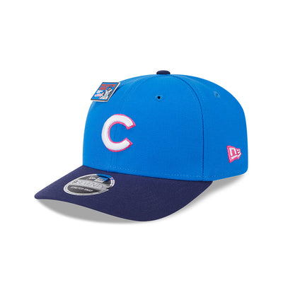 NEW ERA X BIG LEAGUE CHEW CHICAGO CUBS NAVY VISOR MED BLUE 9SEVENTY STRETCH SNAP CAP