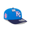 NEW ERA X BIG LEAGUE CHEW KANSAS CITY ROYALS NAVY VISOR MED BLUE 9SEVENTY STRETCH SNAP CAP