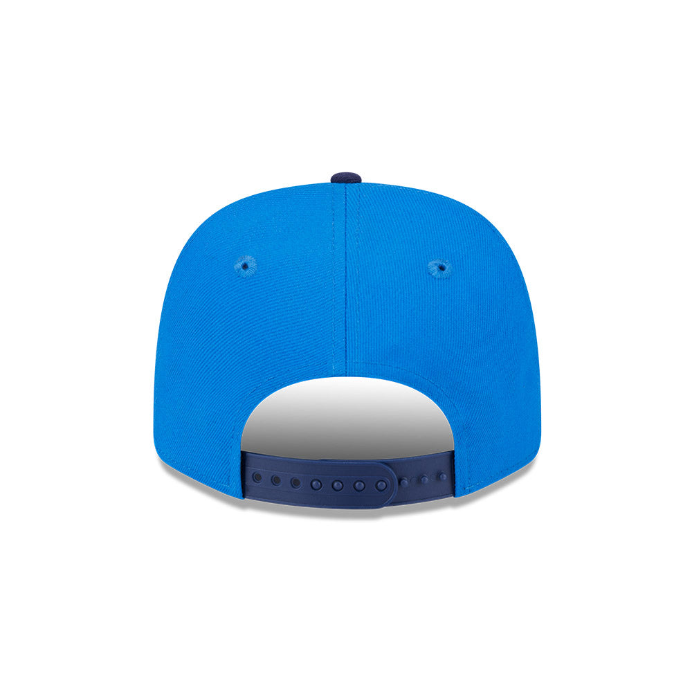 NEW ERA X BIG LEAGUE CHEW KANSAS CITY ROYALS NAVY VISOR MED BLUE 9SEVENTY STRETCH SNAP CAP