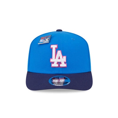 NEW ERA X BIG LEAGUE CHEW LOS ANGELES DODGERS NAVY VISOR MED BLUE 9SEVENTY STRETCH SNAP CAP