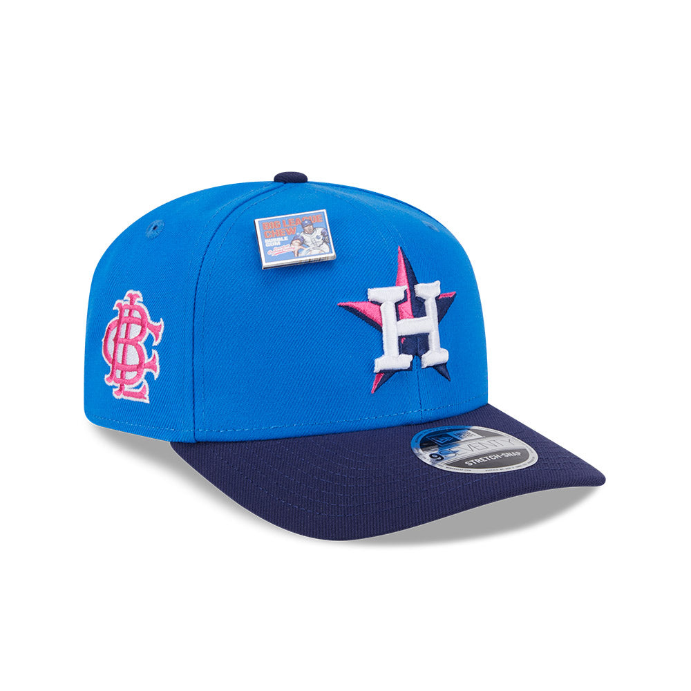 NEW ERA X BIG LEAGUE CHEW HOUSTON ASTROS NAVY VISOR MED BLUE 9SEVENTY STRETCH SNAP CAP