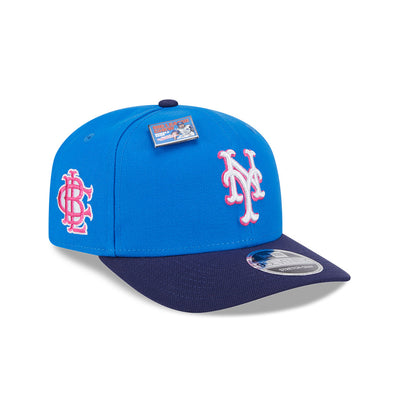 NEW ERA X BIG LEAGUE CHEW NEW YORK METS NAVY VISOR MED BLUE 9SEVENTY STRETCH SNAP CAP