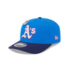 NEW ERA X BIG LEAGUE CHEW OAKLAND ATHLETICS NAVY VISOR MED BLUE 9SEVENTY STRETCH SNAP CAP