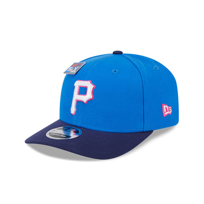 NEW ERA X BIG LEAGUE CHEW PITTSBURGH PIRATES NAVY VISOR MED BLUE 9SEVENTY STRETCH SNAP CAP