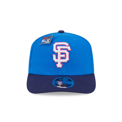 NEW ERA X BIG LEAGUE CHEW SAN FRANCISCO GIANTS NAVY VISOR MED BLUE 9SEVENTY STRETCH SNAP CAP