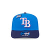 NEW ERA X BIG LEAGUE CHEW TAMPA BAY RAYS NAVY VISOR MED BLUE 9SEVENTY STRETCH SNAP CAP