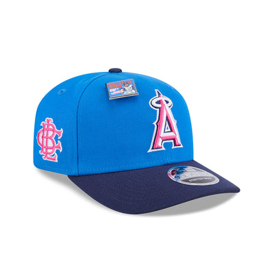 NEW ERA X BIG LEAGUE CHEW ANAHEIM ANGELS NAVY VISOR MED BLUE 9SEVENTY STRETCH SNAP CAP