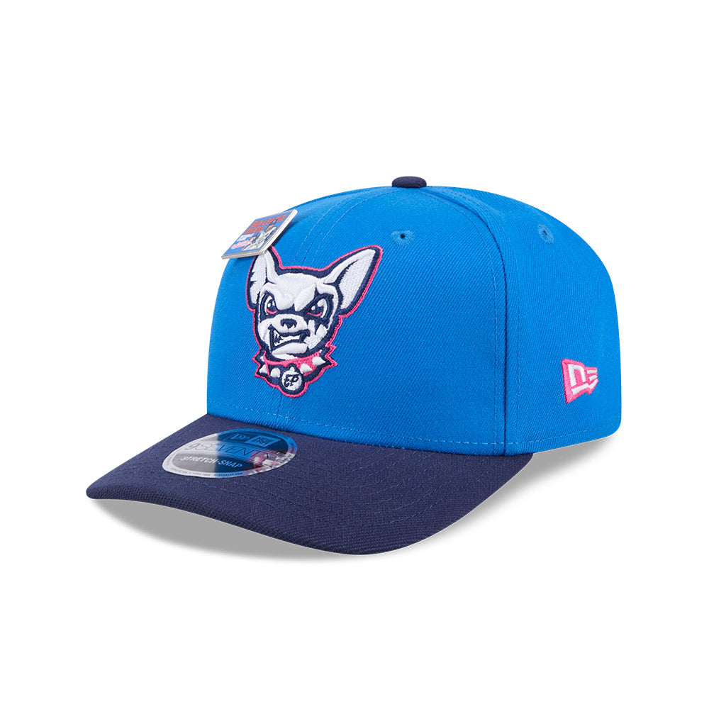 NEW ERA X BIG LEAGUE CHEW EL PASO CHIHUAHUAS NAVY VISOR MED BLUE 9SEVENTY STRETCH SNAP CAP