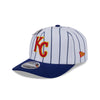 NEW ERA X BIG LEAGUE CHEW KANSAS CITY ROYALS NAVY VISOR WHITE 9SEVENTY STRETCH SNAP CAP