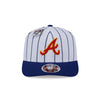 NEW ERA X BIG LEAGUE CHEW ATLANTA BRAVES NAVY VISOR WHITE 9SEVENTY STRETCH SNAP CAP