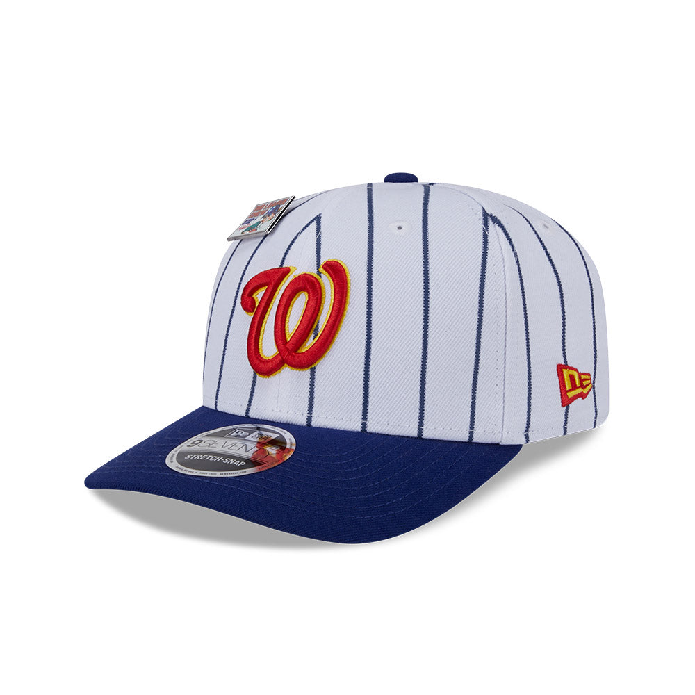 NEW ERA X BIG LEAGUE CHEW WASHINGTON NATIONALS NAVY VISOR WHITE 9SEVENTY STRETCH SNAP CAP