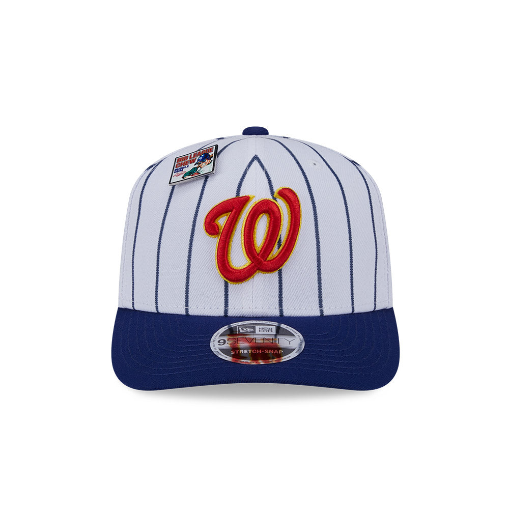 NEW ERA X BIG LEAGUE CHEW WASHINGTON NATIONALS NAVY VISOR WHITE 9SEVENTY STRETCH SNAP CAP