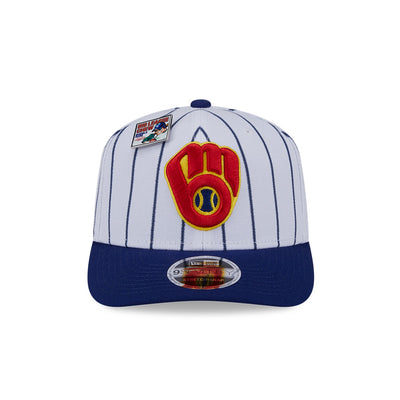 NEW ERA X BIG LEAGUE CHEW MILWAUKEE BREWERS NAVY VISOR WHITE 9SEVENTY STRETCH SNAP CAP