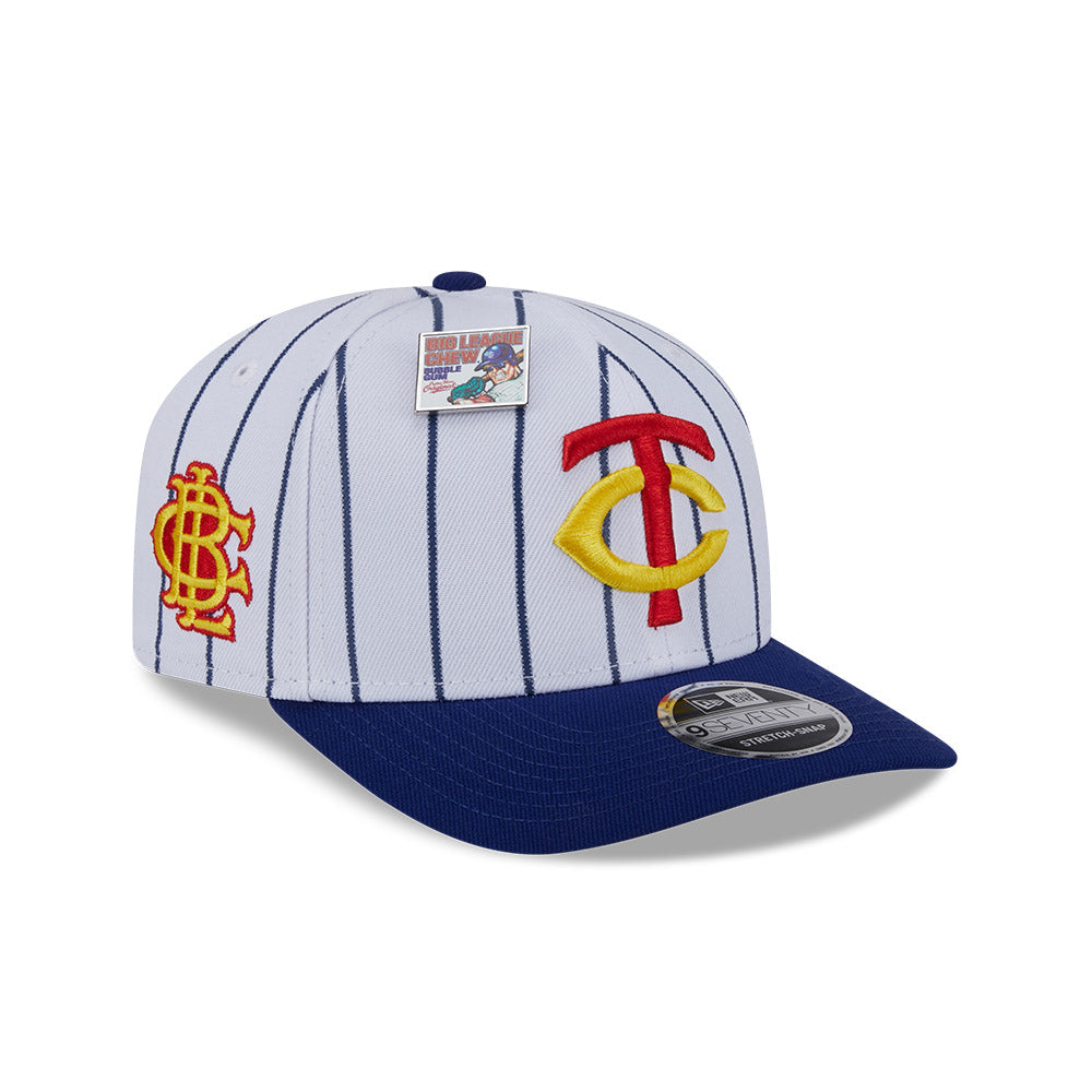 NEW ERA X BIG LEAGUE CHEW MINNESOTA TWINS NAVY VISOR WHITE 9SEVENTY STRETCH SNAP CAP