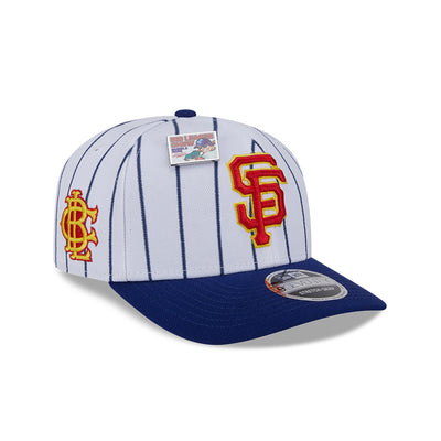 NEW ERA X BIG LEAGUE CHEW SAN FRANCISCO GIANTS NAVY VISOR WHITE 9SEVENTY STRETCH SNAP CAP