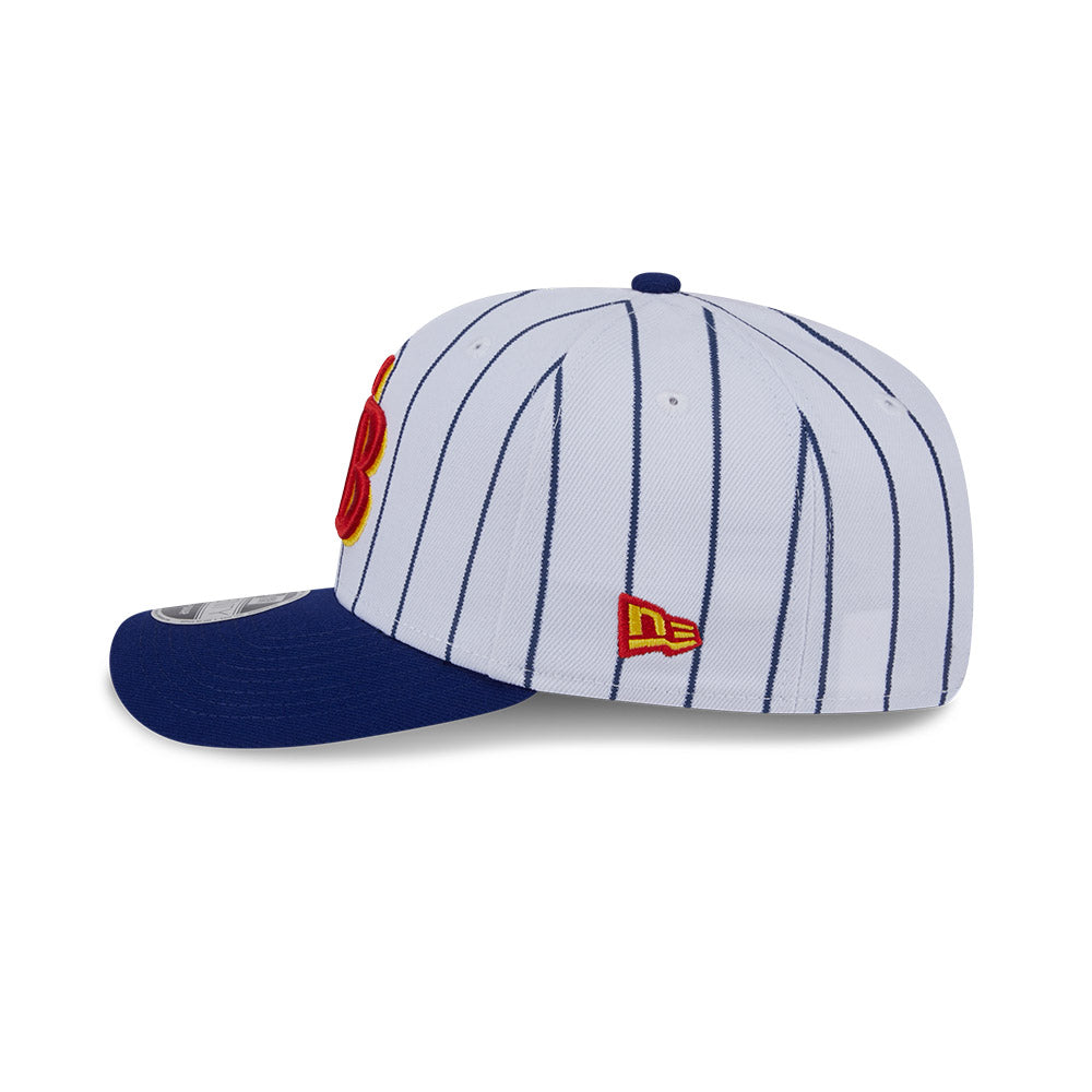 NEW ERA X BIG LEAGUE CHEW TAMPA BAY RAYS NAVY VISOR WHITE 9SEVENTY STRETCH SNAP CAP