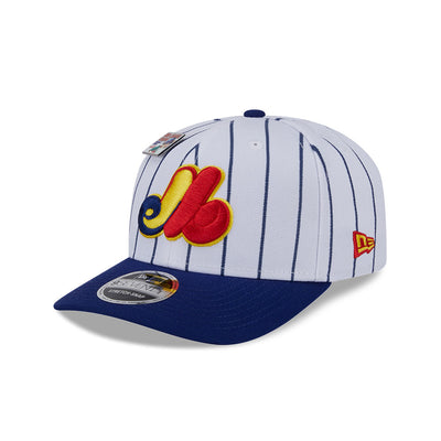 NEW ERA X BIG LEAGUE CHEW MONTREAL EXPOS NAVY VISOR WHITE 9SEVENTY STRETCH SNAP CAP