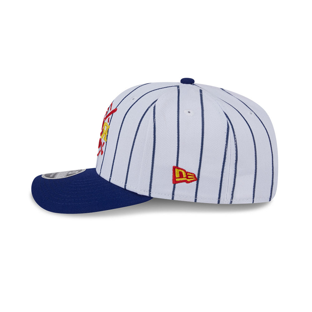 NEW ERA X BIG LEAGUE CHEW ROUND ROCK EXPRESS NAVY VISOR WHITE 9SEVENTY STRETCH SNAP CAP