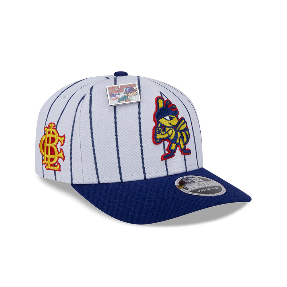 NEW ERA X BIG LEAGUE CHEW SALT LAKE CITY BEE NAVY VISOR WHITE 9SEVENTY STRETCH SNAP CAP