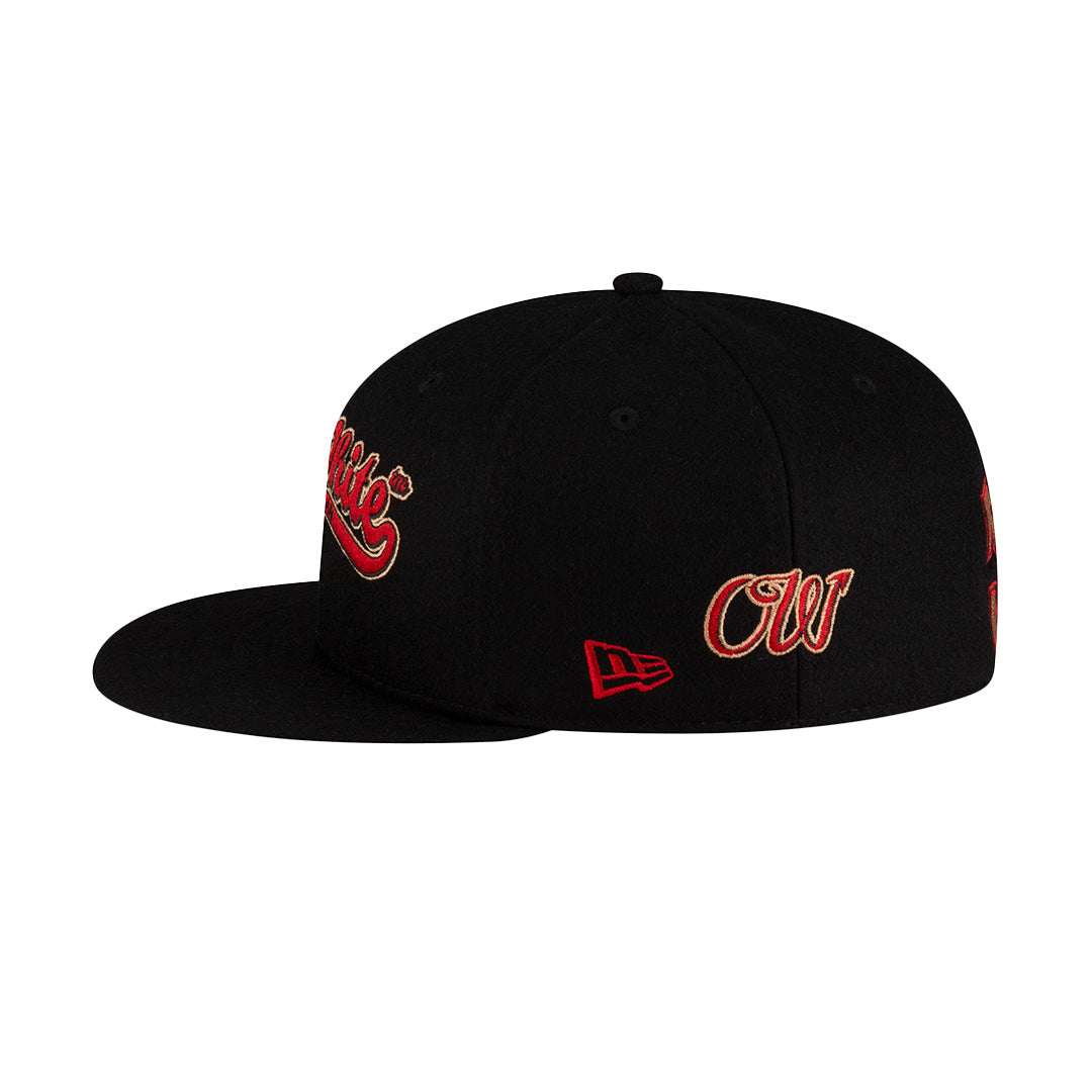 NEW ERA X OFF WHITE X AC MILAN BLACK 59FIFTY CAP