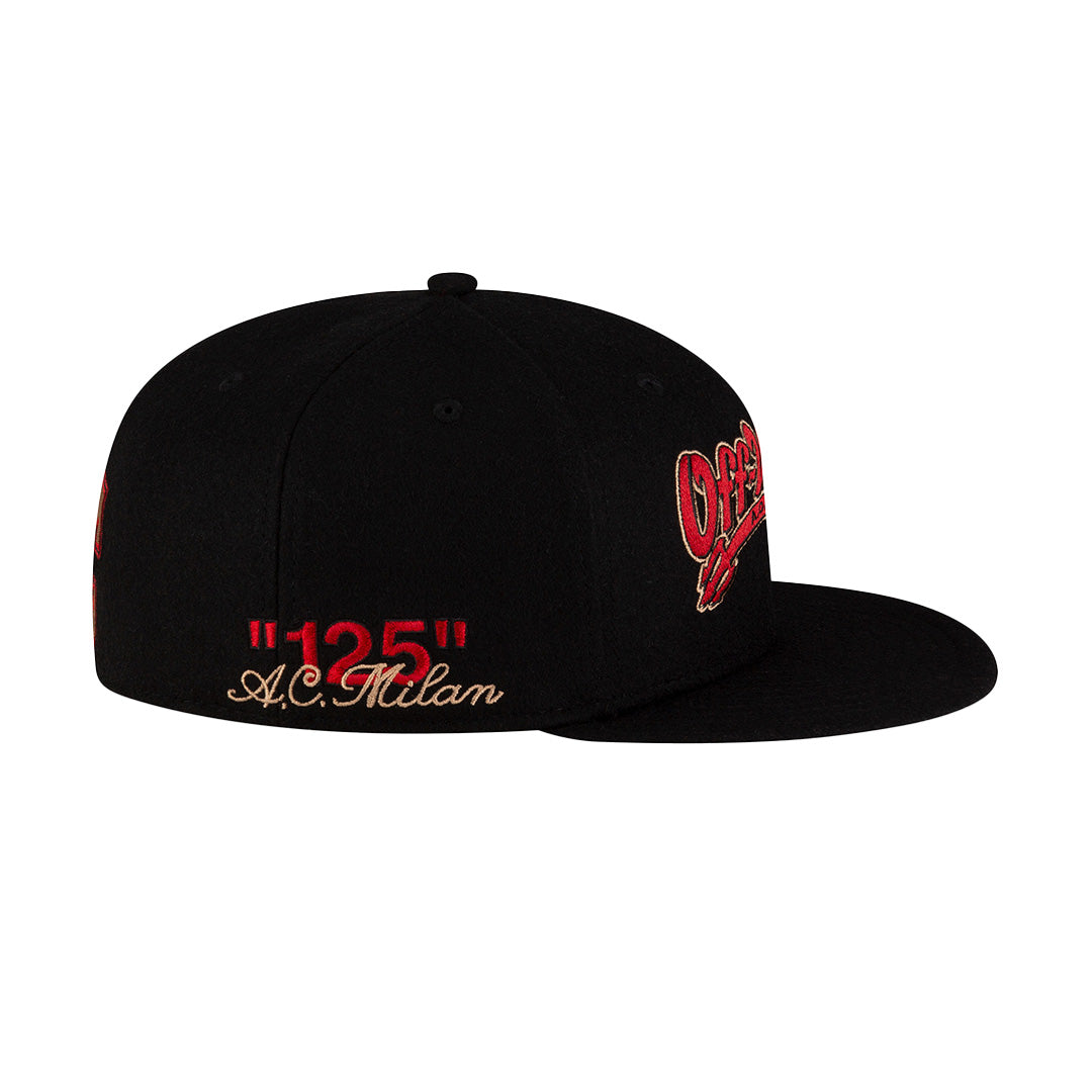 NEW ERA X OFF WHITE X AC MILAN BLACK 59FIFTY CAP