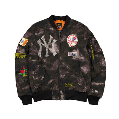 NEW ERA X ALPHA INDUSTRIES NEW YORK YANKEES BLACK REVERSIBLE BOMBER JACKET