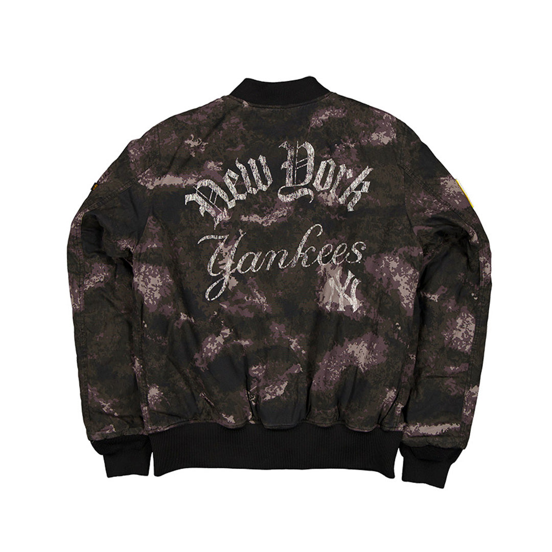 NEW ERA X ALPHA INDUSTRIES NEW YORK YANKEES BLACK REVERSIBLE BOMBER JACKET