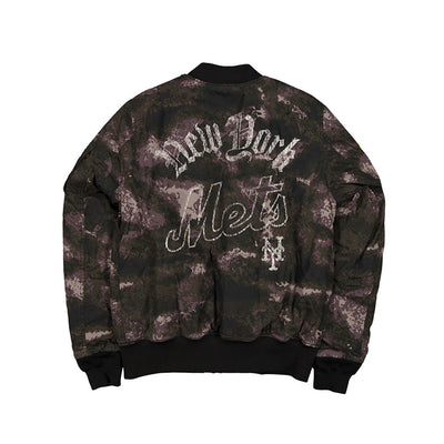 NEW ERA X ALPHA INDUSTRIES NEW YORK METS BLACK REVERSIBLE BOMBER JACKET