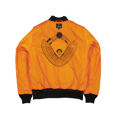 NEW ERA X ALPHA INDUSTRIES NEW YORK METS BLACK REVERSIBLE BOMBER JACKET