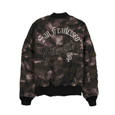 NEW ERA X ALPHA INDUSTRIES SAN FRANCISCO GIANTS BLACK REVERSIBLE BOMBER JACKET