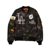 NEW ERA X ALPHA INDUSTRIES LOS ANGELES DODGERS BLACK REVERSIBLE BOMBER JACKET