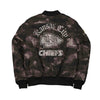 NEW ERA X ALPHA INDUSTRIES KANSAS CITY CHIEFS BLACK REVERSIBLE BOMBER JACKET